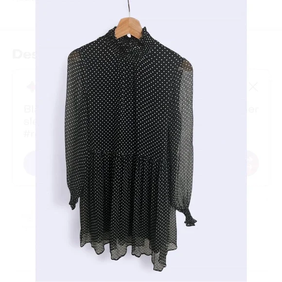 Sezane Olivia dress, silk black and white polka dots size 34 EUC - Picture 5 of 9